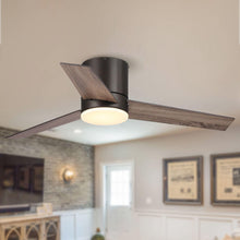 Load image into Gallery viewer, 48&quot; Kielah Farmhouse Flush Mount Reversible Ceiling Fan with Lighting and Remote Control
