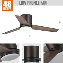 Load image into Gallery viewer, 48&quot; Kielah Farmhouse Flush Mount Reversible Ceiling Fan with Lighting and Remote Control
