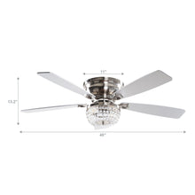 Load image into Gallery viewer, 48&quot; Modern Flush Mount Reversible Crytsal Ceiling Fan with Lighting and Remote Control
