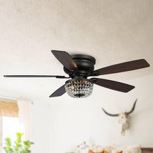 Load image into Gallery viewer, 48&quot; Modern Flush Mount Reversible Crytsal Ceiling Fan with Lighting and Remote Control
