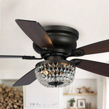 Load image into Gallery viewer, 48&quot; Modern Flush Mount Reversible Crytsal Ceiling Fan with Lighting and Remote Control
