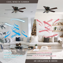 Load image into Gallery viewer, 48&quot; Modern Flush Mount Reversible Crytsal Ceiling Fan with Lighting and Remote Control
