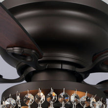 Load image into Gallery viewer, 48&quot; Modern Flush Mount Reversible Crytsal Ceiling Fan with Lighting and Remote Control
