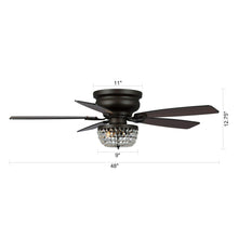 Carregar imagem no visualizador da galeria, 48&quot; Modern Flush Mount Reversible Crytsal Ceiling Fan with Lighting and Remote Control
