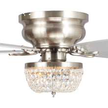 Load image into Gallery viewer, 48&quot; Modern Flush Mount Reversible Crytsal Ceiling Fan with Lighting and Remote Control
