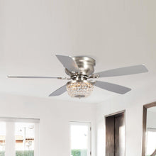 Load image into Gallery viewer, 48&quot; Modern Flush Mount Reversible Crytsal Ceiling Fan with Lighting and Remote Control
