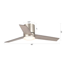 Carregar imagem no visualizador da galeria, 48&quot; Satin Nickel Flush Mount Ceiling Fan with LED Lighting
