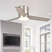 Load image into Gallery viewer, 48&quot; Satin Nickel Flush Mount Ceiling Fan with LED Lighting
