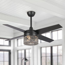 Carregar imagem no visualizador da galeria, 48&quot; Pune Modern Downrod Mount Reversible Crystal Ceiling Fan with Lighting and Remote Control
