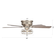 Load image into Gallery viewer, 48&quot; Thurber Industrial Satin Nickel Flush Mount Reversible Ceiling Fan with Lighting and Remote Control
