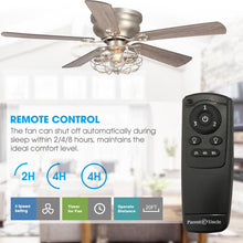 Load image into Gallery viewer, 48&quot; Thurber Industrial Satin Nickel Flush Mount Reversible Ceiling Fan with Lighting and Remote Control
