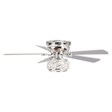 Load image into Gallery viewer, 48&quot; Modern Chrome Flush Mount Reversible Crystal Ceiling Fan with Lighting and Remote Control
