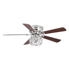 Cargar imagen en el visor de la galería, 48&quot; Modern Chrome Flush Mount Reversible Crystal Ceiling Fan with Lighting and Remote Control
