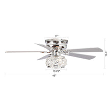 Load image into Gallery viewer, 48&quot; Modern Chrome Flush Mount Reversible Crystal Ceiling Fan with Lighting and Remote Control
