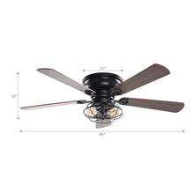 Load image into Gallery viewer, 48&quot; Ummuhan Industrial Flush Mount Reversible Ceiling Fan with Lighting and Remote Control
