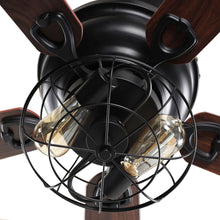 Load image into Gallery viewer, 48&quot; Ummuhan Industrial Flush Mount Reversible Ceiling Fan with Lighting and Remote Control
