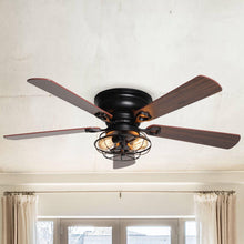 Load image into Gallery viewer, 48&quot; Ummuhan Industrial Flush Mount Reversible Ceiling Fan with Lighting and Remote Control
