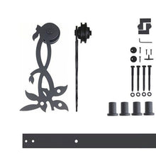 Cargar imagen en el visor de la galería, Non-Bypass Sliding Barn Door Hardware Kit - Flower Design Roller
