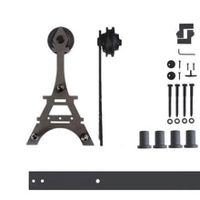 Cargar imagen en el visor de la galería, Non-Bypass Sliding Barn Door Hardware Kit - Eiffel Design Roller
