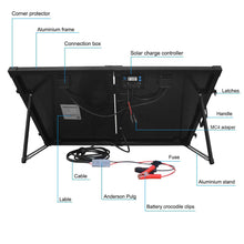 Cargar imagen en el visor de la galería, ACOPower 100w 12v Portable Solar Panel kit, Foldable Mono Suitcase, proteusX Waterproof 20A Charge Controller
