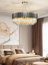 Load image into Gallery viewer, MIRODEMI® Creative Drum Gold/Black Crystal Hanging Lighting For Living Room, Dining Room
