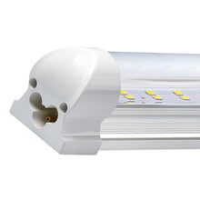 Load image into Gallery viewer, 4ft LED Shop Lights- 30W - 6500K and 4200 Lumens, Striped Lens, V-shaped Linkable LED Integrated Tube- ETL Listed
