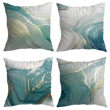 Cargar imagen en el visor de la galería, Turquoise Gold Marble Pattern Cushion Covers
