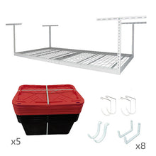 Carregar imagem no visualizador da galeria, 4&#39; x 8&#39; Overhead Garage Storage Bundle w/ 5 Bins (Red)
