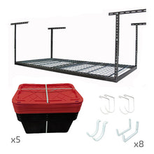 Carregar imagem no visualizador da galeria, 4&#39; x 8&#39; Overhead Garage Storage Bundle w/ 5 Bins (Red)
