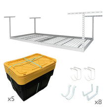 Load image into Gallery viewer, 4&#39; x 8&#39; Overhead Garage Storage Bundle w/ 5 Bins (Yellow)
