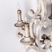 Cargar imagen en el visor de la galería, 5-Lights Antique Wooden Candle Chandelier
