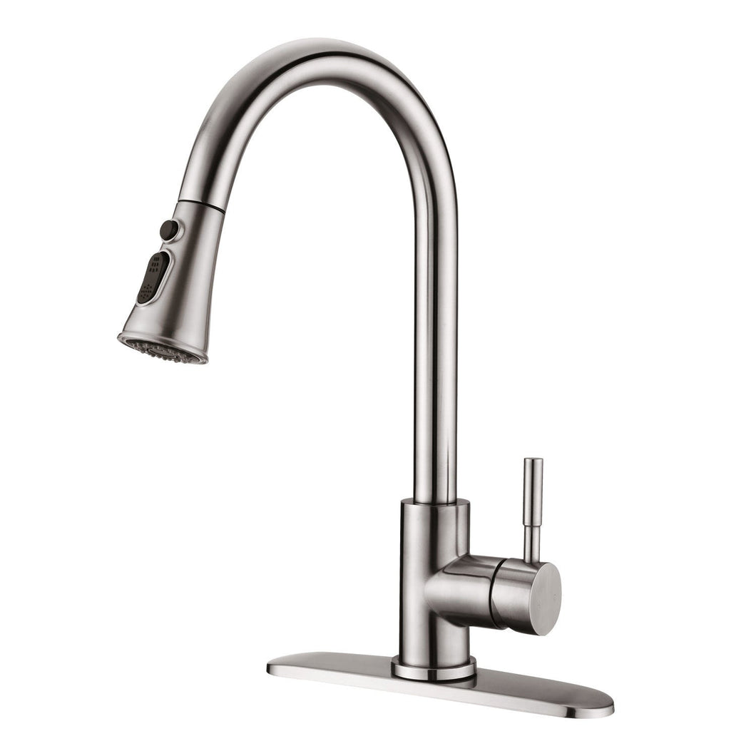 Pull Down Kitchen Faucet with Sprayer Stainless Steel Brushed Nickel