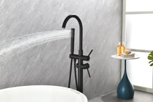 Carregar imagem no visualizador da galeria, Mount Bathtub Faucet Freestanding Tub Filler Matte Black Standing High Flow Shower Faucets with Handheld Shower Mixer Taps Swivel Spout
