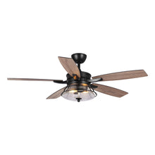 Load image into Gallery viewer, 52&quot; Antone Industrial Downrod Mount Reversible Ceiling Fan with Lighting and Remote Control
