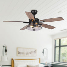 Carregar imagem no visualizador da galeria, 52&quot; Antone Industrial Downrod Mount Reversible Ceiling Fan with Lighting and Remote Control
