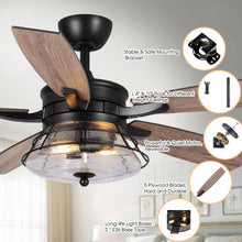 Load image into Gallery viewer, 52&quot; Antone Industrial Downrod Mount Reversible Ceiling Fan with Lighting and Remote Control
