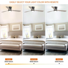 Load image into Gallery viewer, 52&quot; Anyan Farmhouse Flush Mount Reversible Ceiling Fan with Lighting and Remote Control
