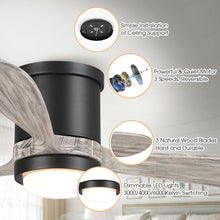 Load image into Gallery viewer, 52&quot; Anyan Farmhouse Flush Mount Reversible Ceiling Fan with Lighting and Remote Control
