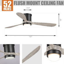 Load image into Gallery viewer, 52&quot; Anyan Farmhouse Flush Mount Reversible Ceiling Fan with Lighting and Remote Control
