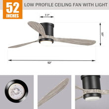 Load image into Gallery viewer, 52&quot; Anyan Farmhouse Flush Mount Reversible Ceiling Fan with Lighting and Remote Control
