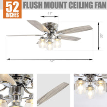 Carregar imagem no visualizador da galeria, 52&quot; Bangatore Traditional Chrome Flush Mount Reversible Ceiling Fan with Lighting and Remote Control
