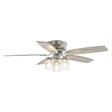 Carregar imagem no visualizador da galeria, 52&quot; Bangatore Traditional Chrome Flush Mount Reversible Ceiling Fan with Lighting and Remote Control
