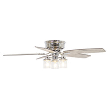 Carregar imagem no visualizador da galeria, 52&quot; Bangatore Traditional Chrome Flush Mount Reversible Ceiling Fan with Lighting and Remote Control
