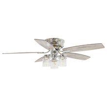 Load image into Gallery viewer, 52&quot; Bangatore Traditional Chrome Flush Mount Reversible Ceiling Fan with Lighting and Remote Control
