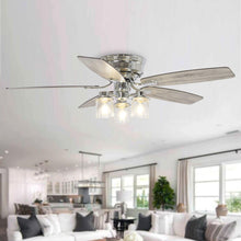 Load image into Gallery viewer, 52&quot; Bangatore Traditional Chrome Flush Mount Reversible Ceiling Fan with Lighting and Remote Control
