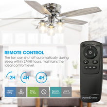 Load image into Gallery viewer, 52&quot; Bangatore Traditional Chrome Flush Mount Reversible Ceiling Fan with Lighting and Remote Control
