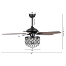 Load image into Gallery viewer, 52&quot; Berkshire Modern Downrod Mount Reversible Crystal Ceiling Fan with Lighting and Remote Control
