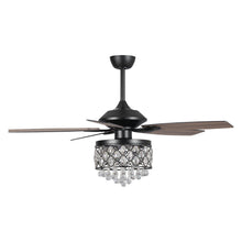 Load image into Gallery viewer, 52&quot; Berkshire Modern Downrod Mount Reversible Crystal Ceiling Fan with Lighting and Remote Control
