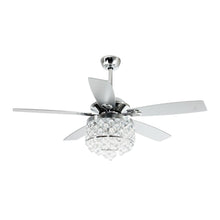 Load image into Gallery viewer, 52&quot; Berkshire Modern Downrod Mount Reversible Crystal Ceiling Fan with Lighting and Remote Control
