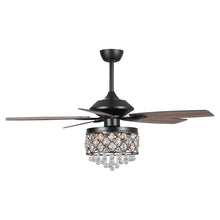 Load image into Gallery viewer, 52&quot; Berkshire Modern Downrod Mount Reversible Crystal Ceiling Fan with Lighting and Remote Control
